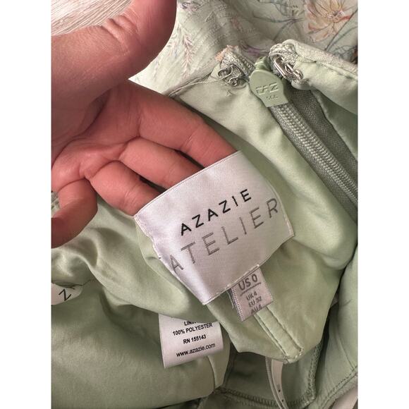 NWT Azazie Atelier Kamille Maxi Dress Mint Multi Floral Size 0 - Picture 8 of 10
